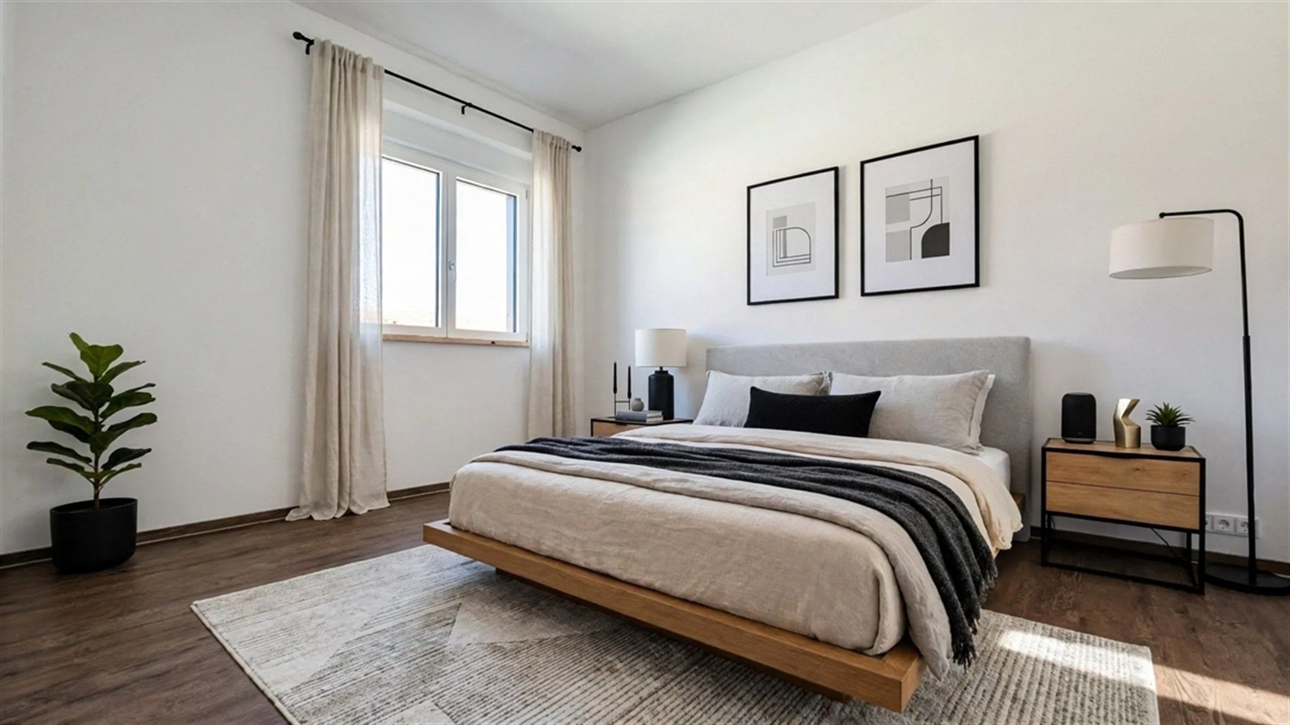 Schlafzimmer mit Einrichtungsbeispiel